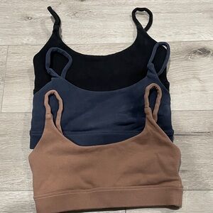 BuffBunny Sports Bras in Black, Navy, and Brown